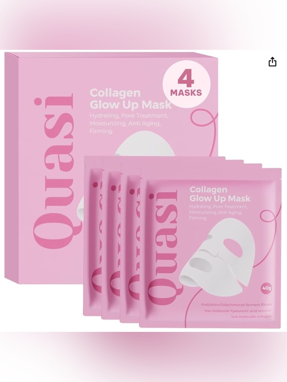 Collagen Glow Up Mask - Pink (4 Pack)